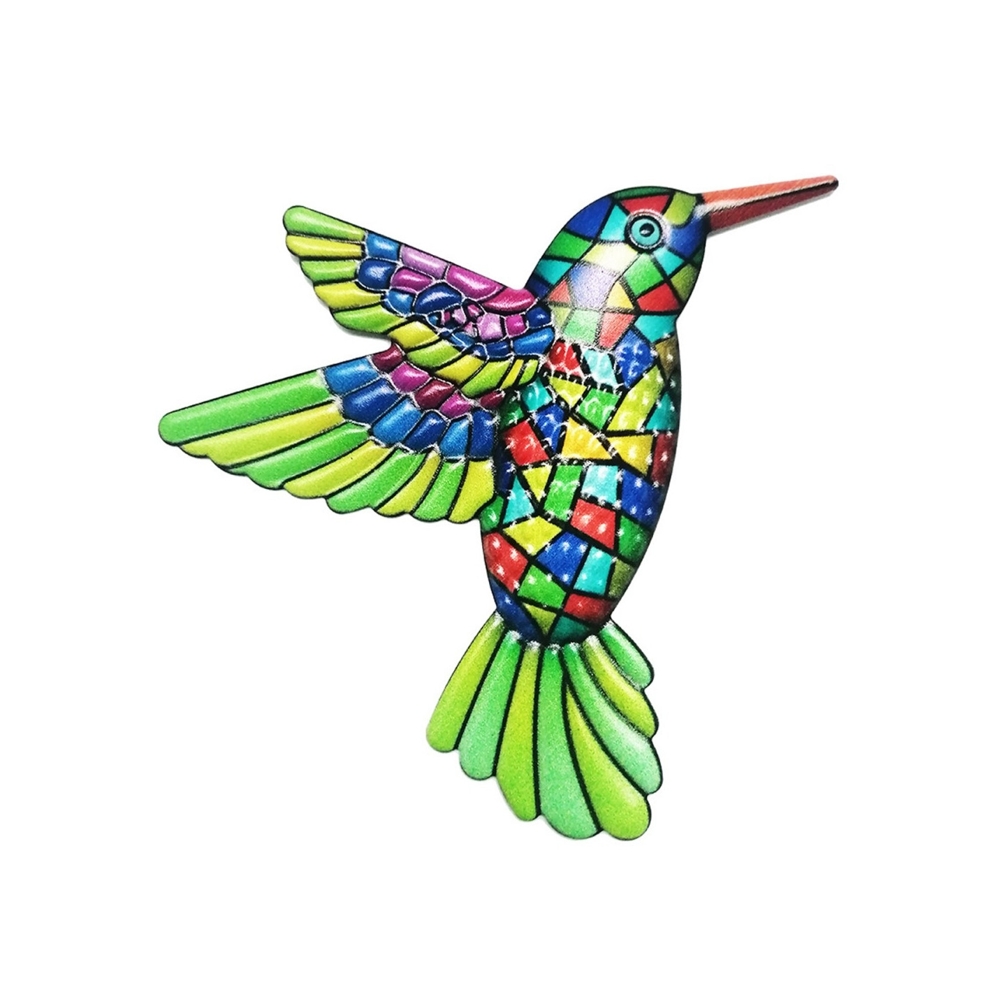 Bird Hummingbird Wall Decal Garden Ornament 12x13.5cm - Green
