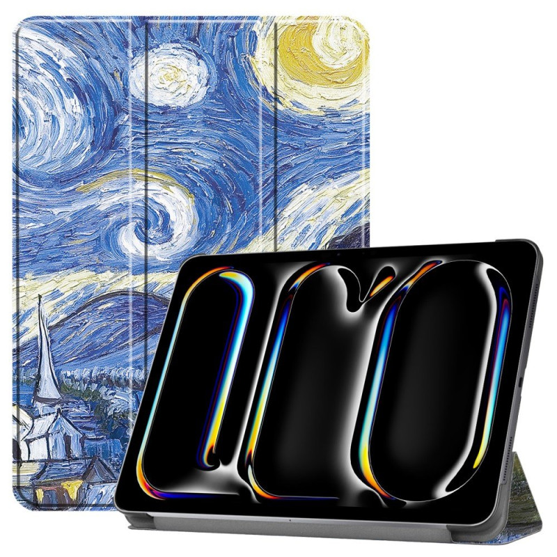 Til iPad Pro 11 (2024) Etui Tre - fold Stativ Tablet Cover - Painting