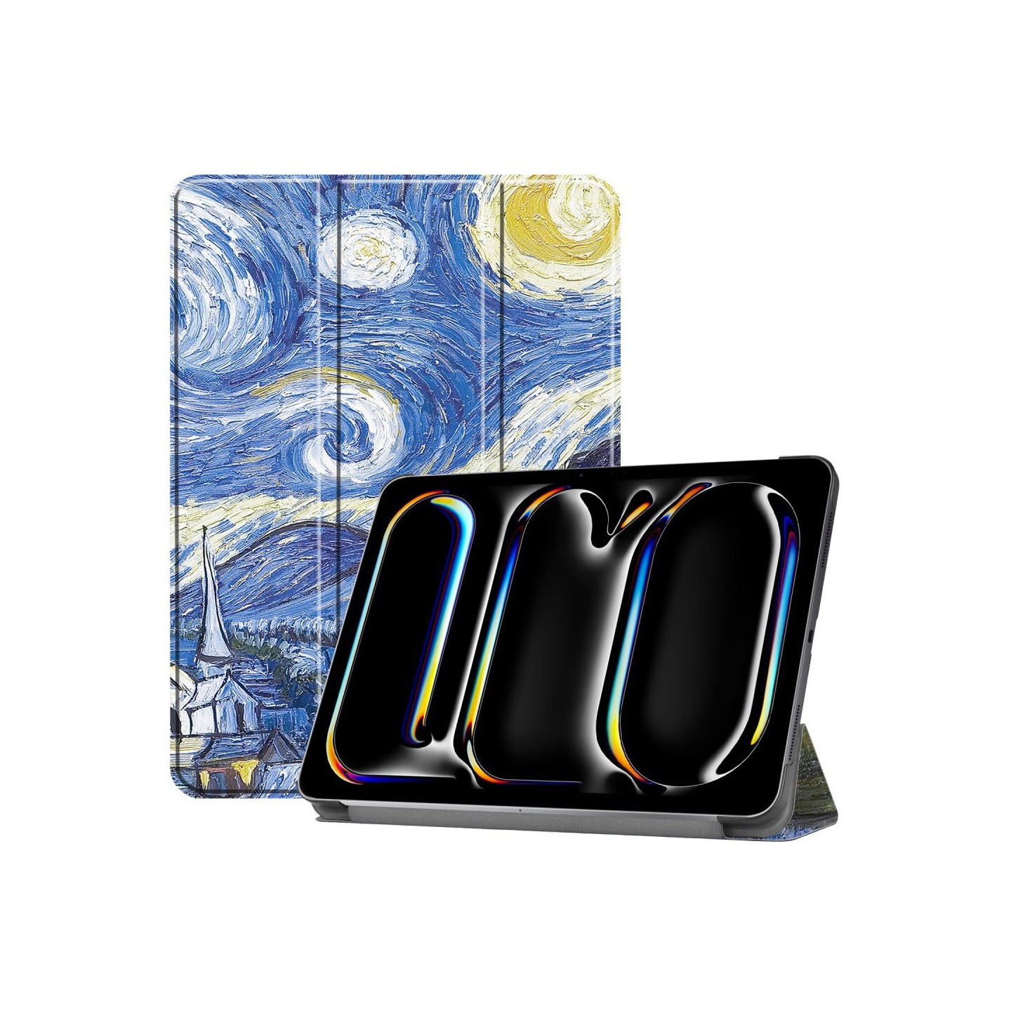 For iPad Pro 11 (2024) Case Tri - fold Stand Tablet Cover - Painting