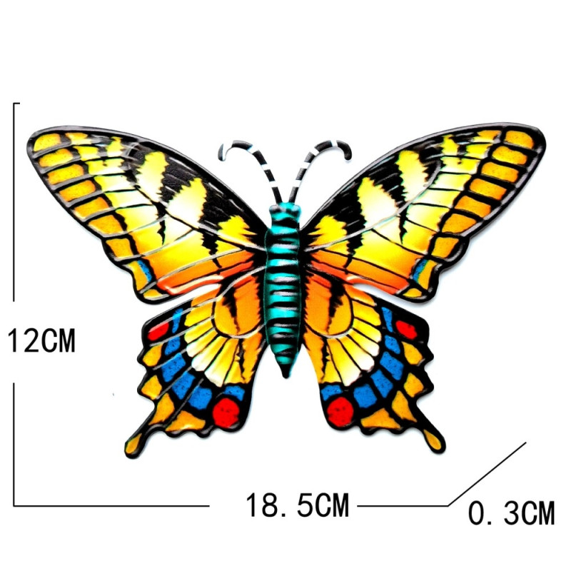 Butterfly Wall Decal Garden Ornament 18.5x0.3x12cm - Yellow