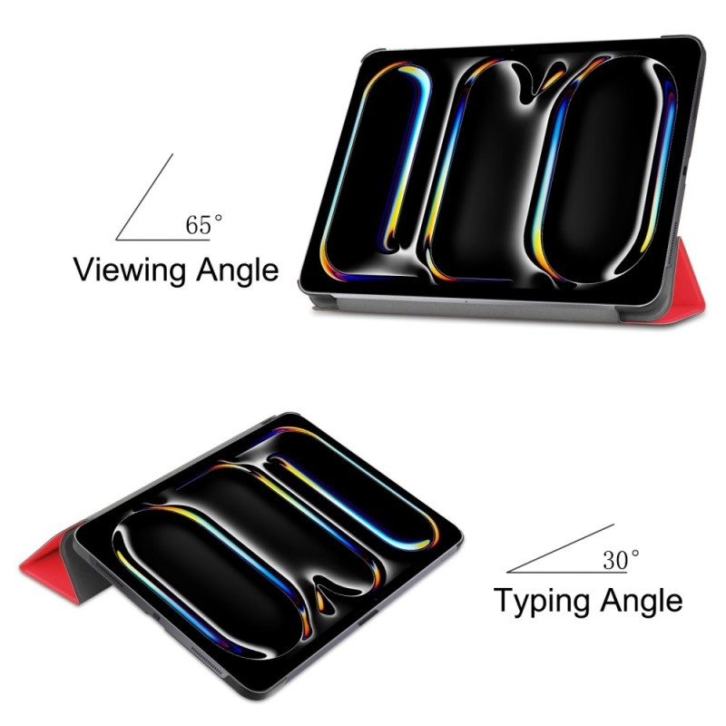 For iPad Pro 11 (2024) Case Tri - fold Stand Tablet Cover - Red