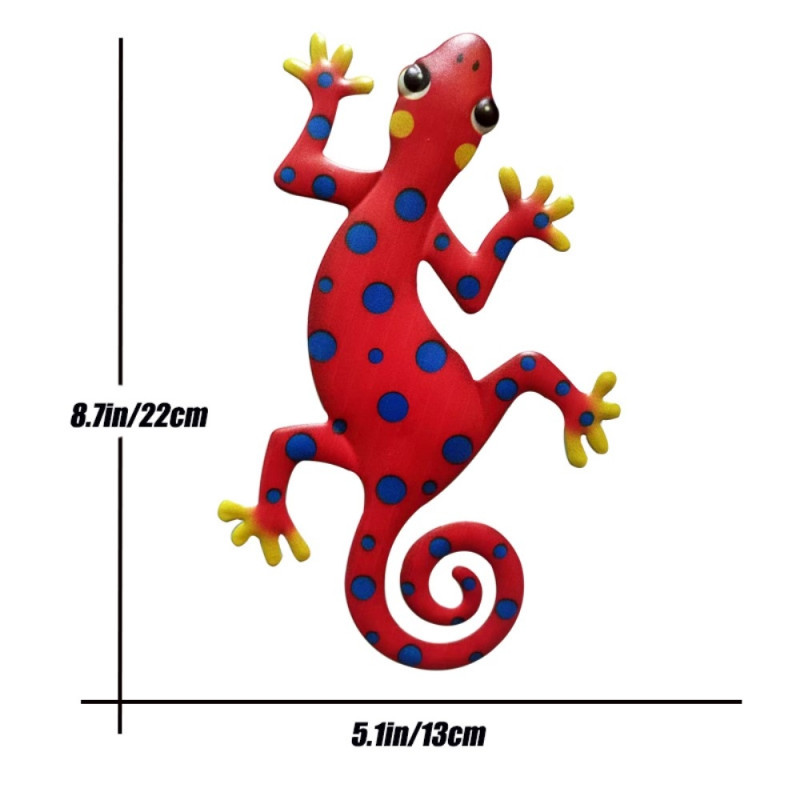 Gecko Lizard Wall Decal Garden Ornament 13x22cm - Red/Blue