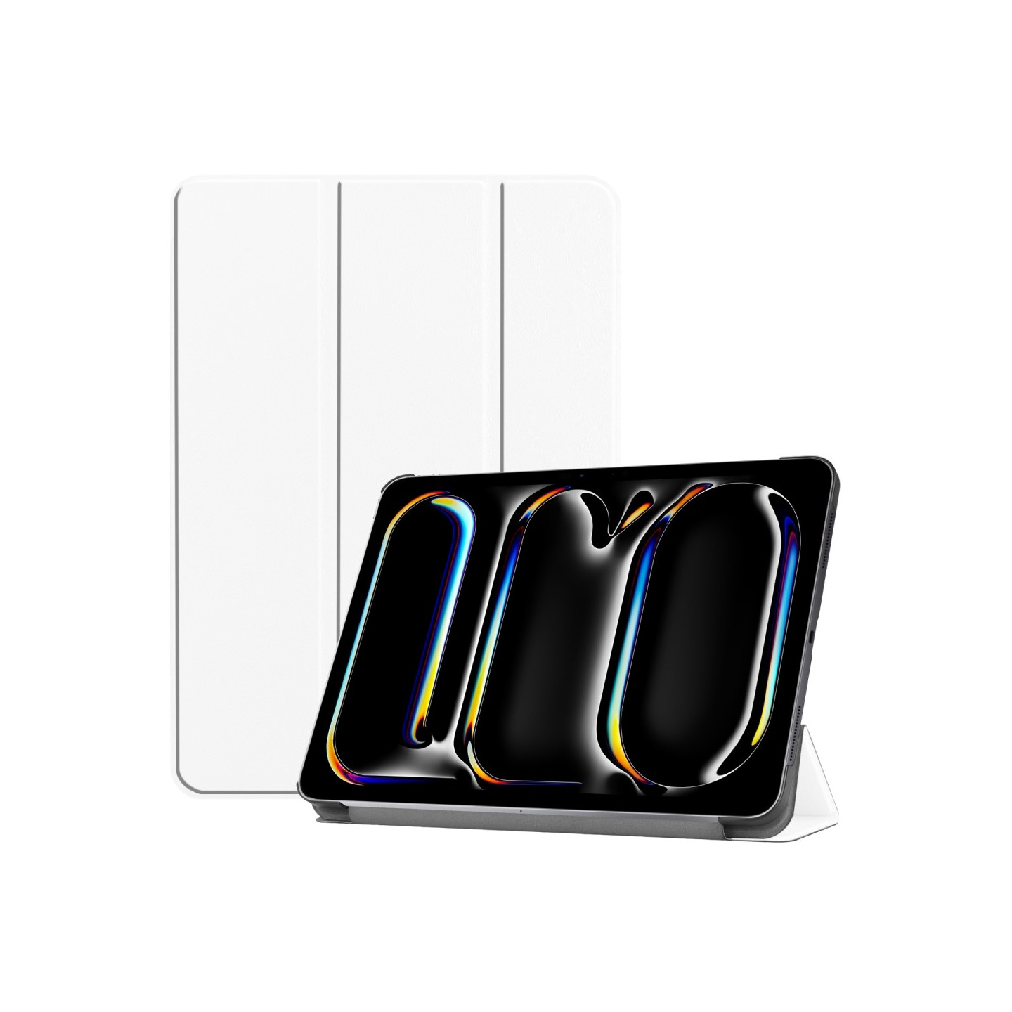For iPad Pro 11 (2024) Case Tri - fold Stand Tablet Cover - White