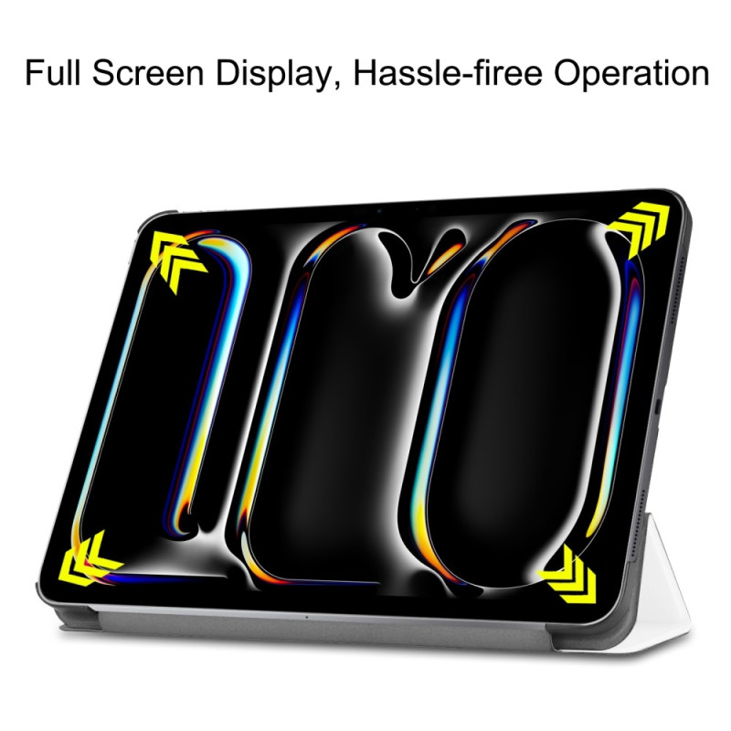 Til iPad Pro 11 (2024) Etui Tre - fold Stativ Tablet Cover - Hvid
