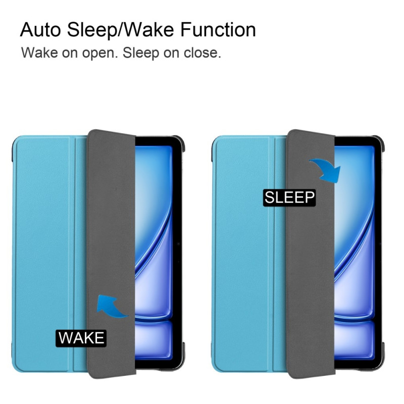 iPad Air 11 (2024) Kotelo Auto Herää / Nuku Kolminkertainen Taittojalusta Tabletin Suoja - Vaaleansininen
