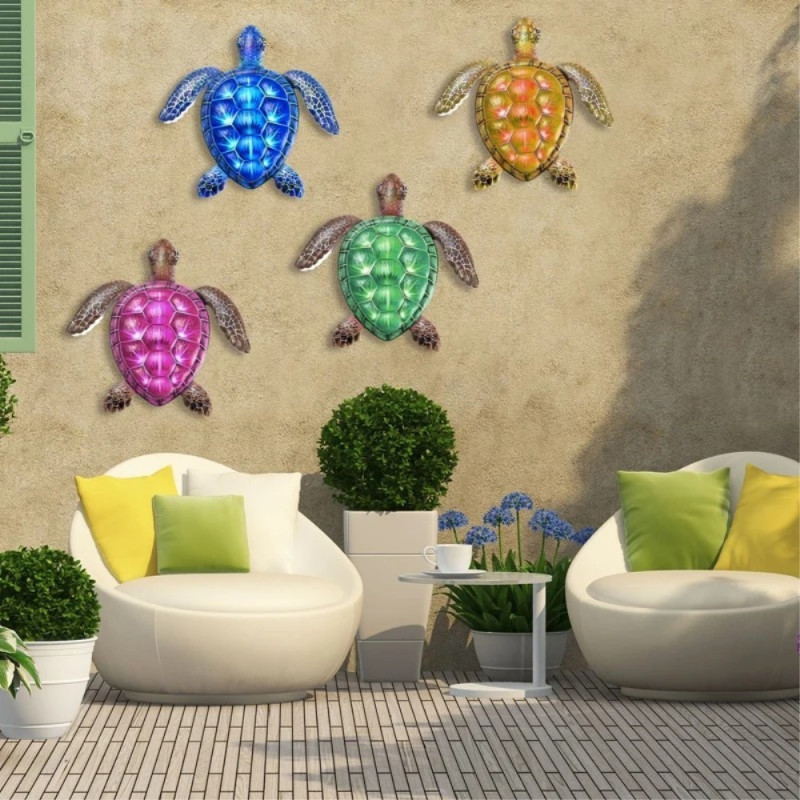 Turtle Wall Decal Garden Ornament 30.3x28x1.8cm - Green