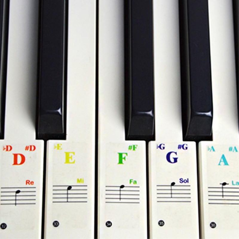 Piano Keyboard Stickers for 88 / 61 / 49 / 37 Key Colorful Large Bold Letter