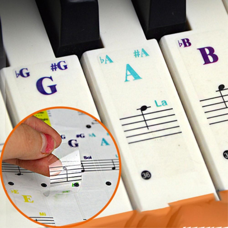 Klavertastaturklistermærker til 88/61/49/37 Tast Farverigt stort fed bogstav