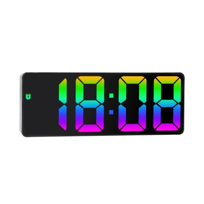 LED Clock Electronic Digital Alarm Clock Colorful Desktop Clock 12 / 24H Display