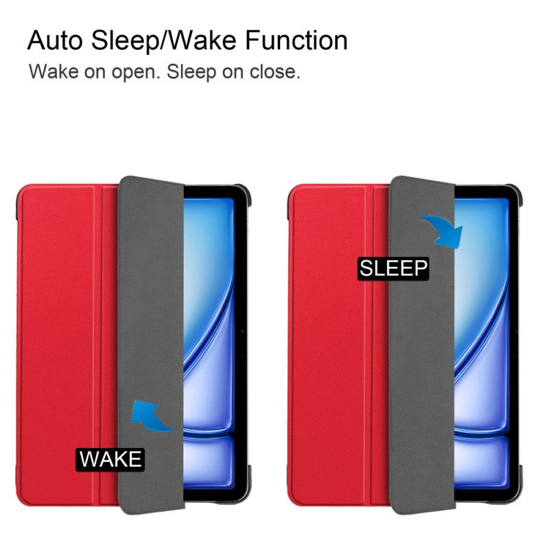 iPad Air 13 (2024) Kotelo Auto Herää / Nuku Kolminkertainen Taittojalusta Tabletin Suoja - Punainen