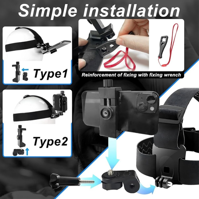 5 - i - 1 Action Camera Accessories Hovedstrop klemme osv. til GoPro