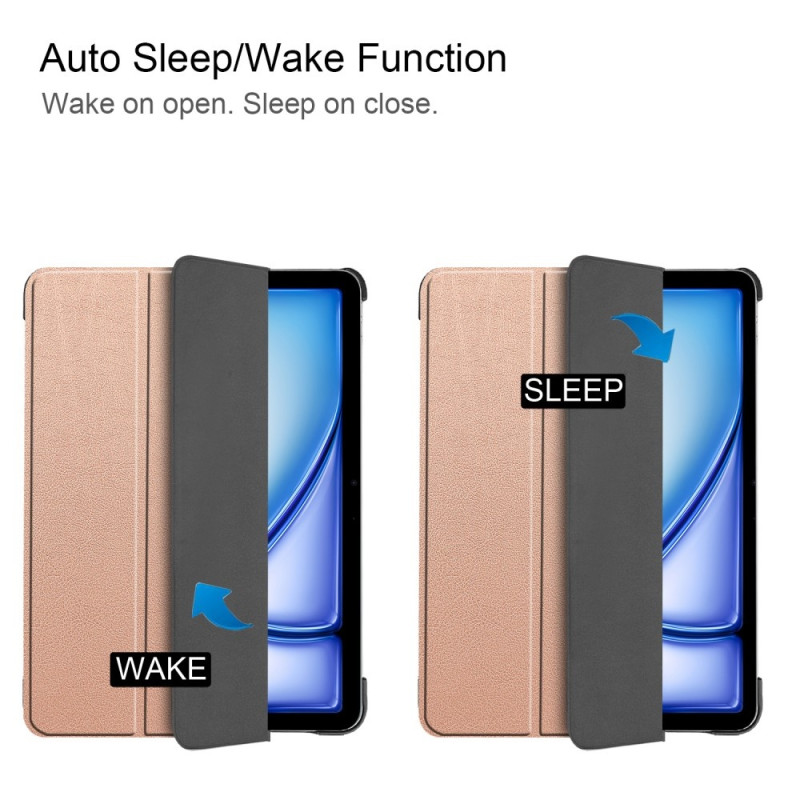 iPad Air 13 (2024) Kotelo Auto Herää / Nuku Kolminkertainen Taittojalusta Tabletin Suoja - RoseGold