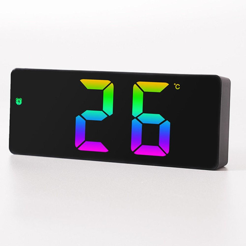 LED - kello Elektroninen digitaalinen herätyskello Värikäs työpöytäkello 12/24H näyttö