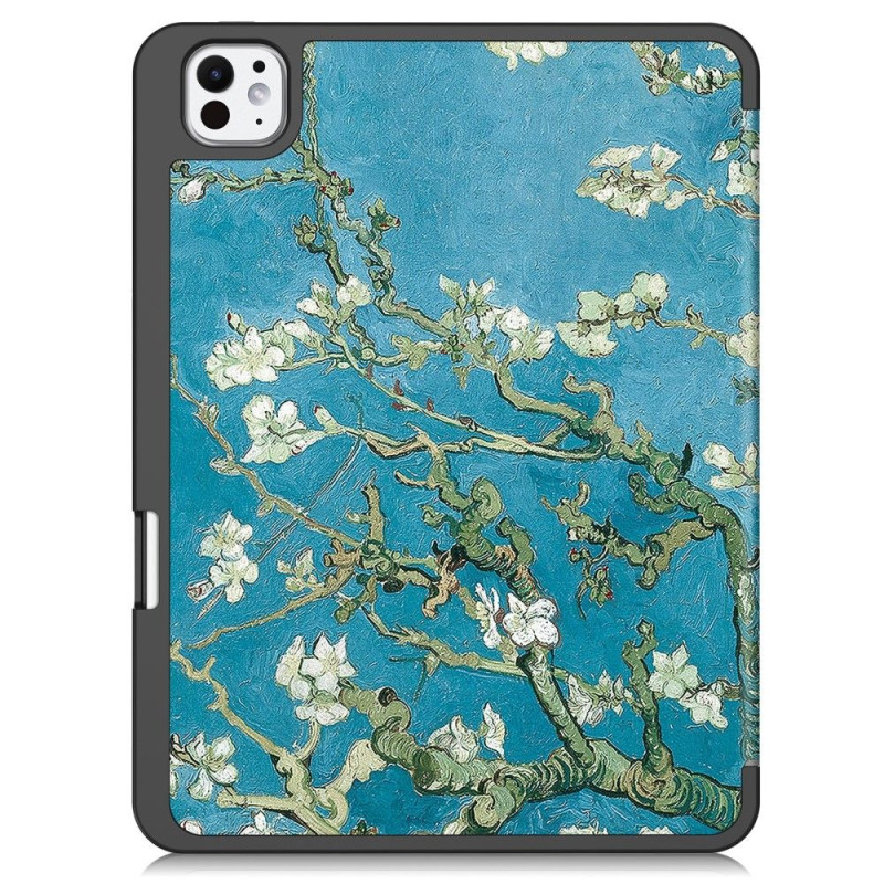 Til iPad Pro 11 (2024) Etui Tre - fold Stativ Tablet Cover med Pen Holder - Blossom