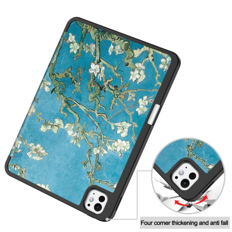 Til iPad Pro 11 (2024) Slim Fit Trifoldbart deksel Pennebrett - Blossom