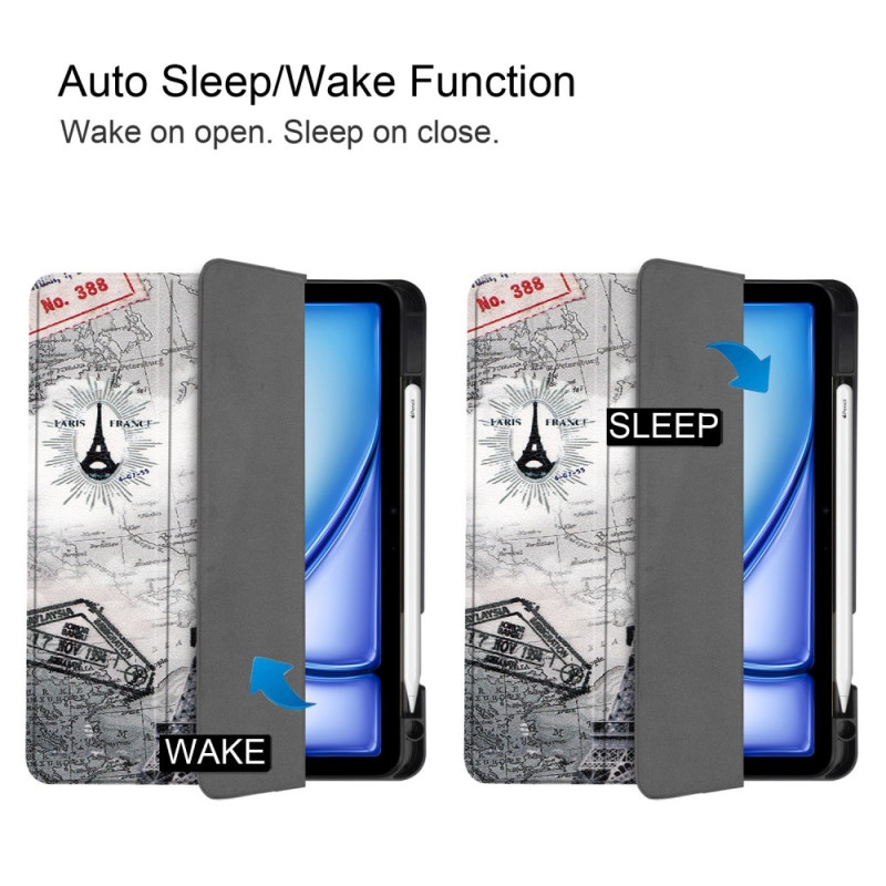 iPad Air 11 (2024) Kolminkertainen Teline Tabletin Suojakuori Kynäpidikkeellä - Tower