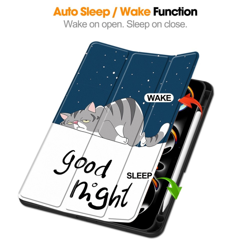 iPad Pro 11 (2024) Kolminkertainen Teline Tabletin Suojakuori Kynäpidikkeellä - Cat