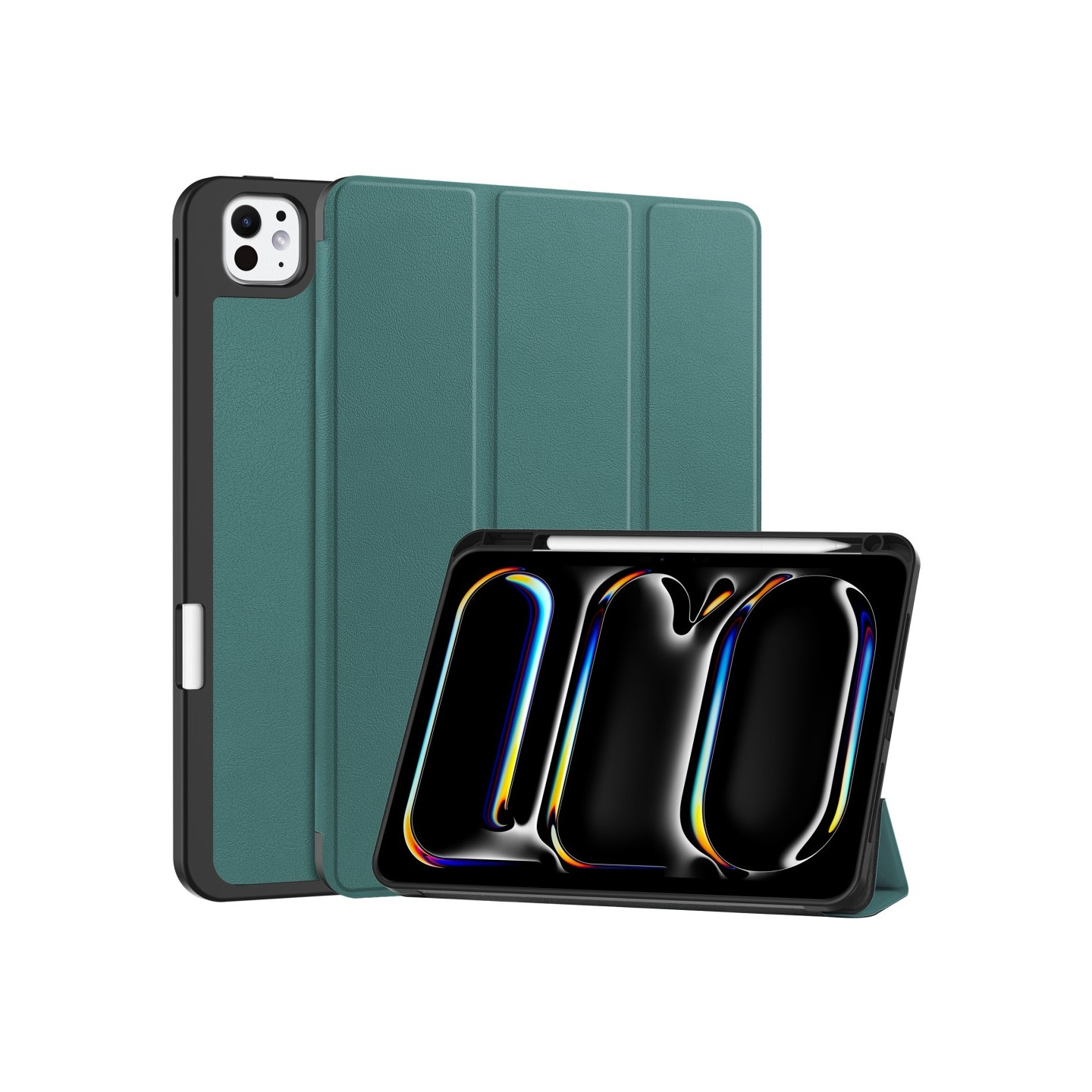 Til iPad Pro 11 (2024) Slim Fit Tri - Foldbart Etui Pennebrett - Grønn