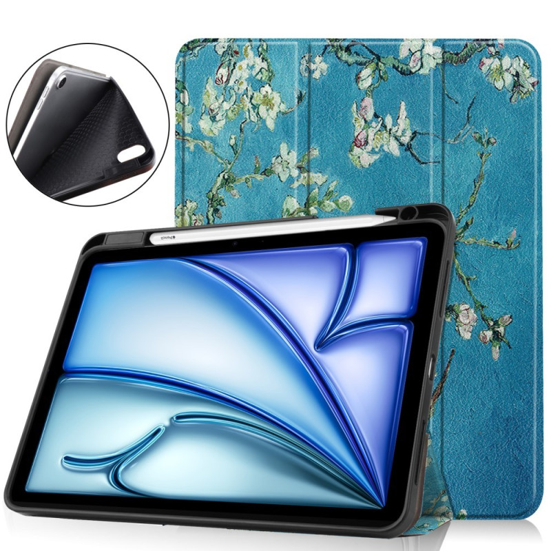 For iPad Air 11 (2024) Case Tri - fold Stand Tablet Cover with Pen Slot - Blossom