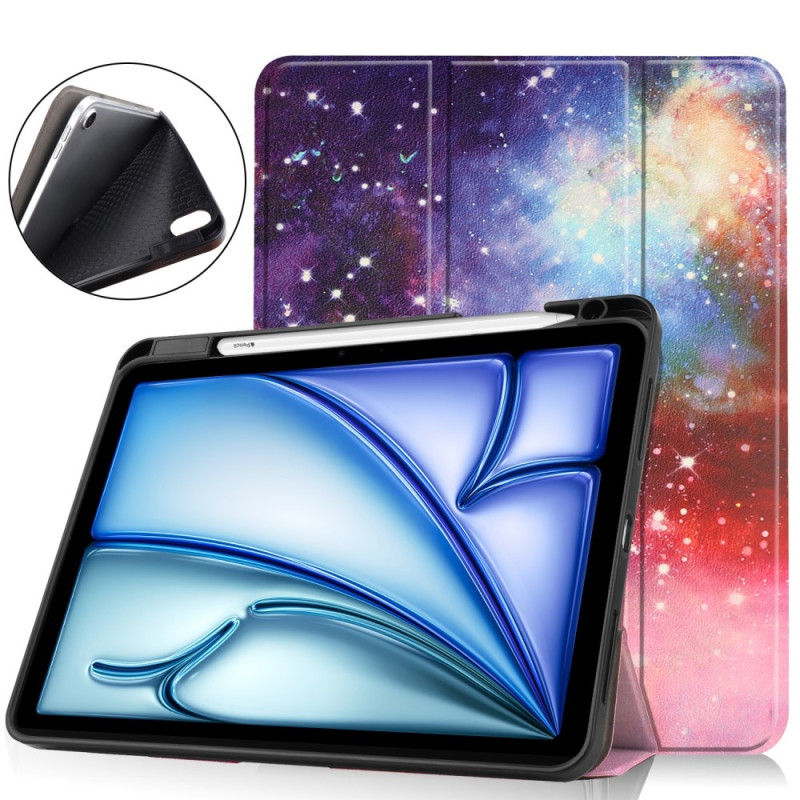 For iPad Air 11 (2024) Case Tri - fold Stand Tablet Cover with Pen Slot - Galaxy