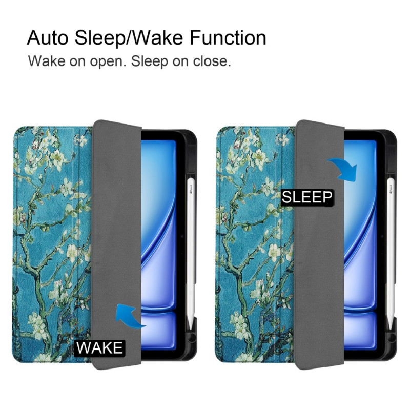 Til iPad Air 11 (2024) Slim Fit Trifoldbart deksel Pennebrett - Blossom