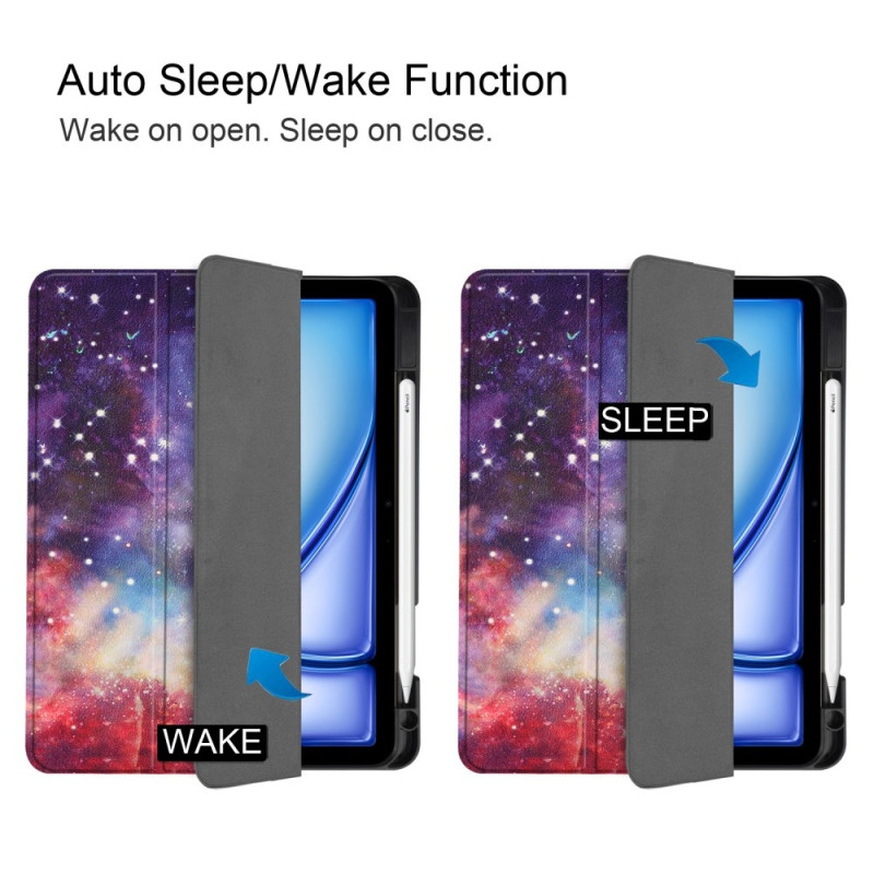 Til iPad Air 11 (2024) Slim Fit Trifoldbart deksel Pennebrett - Galaxy