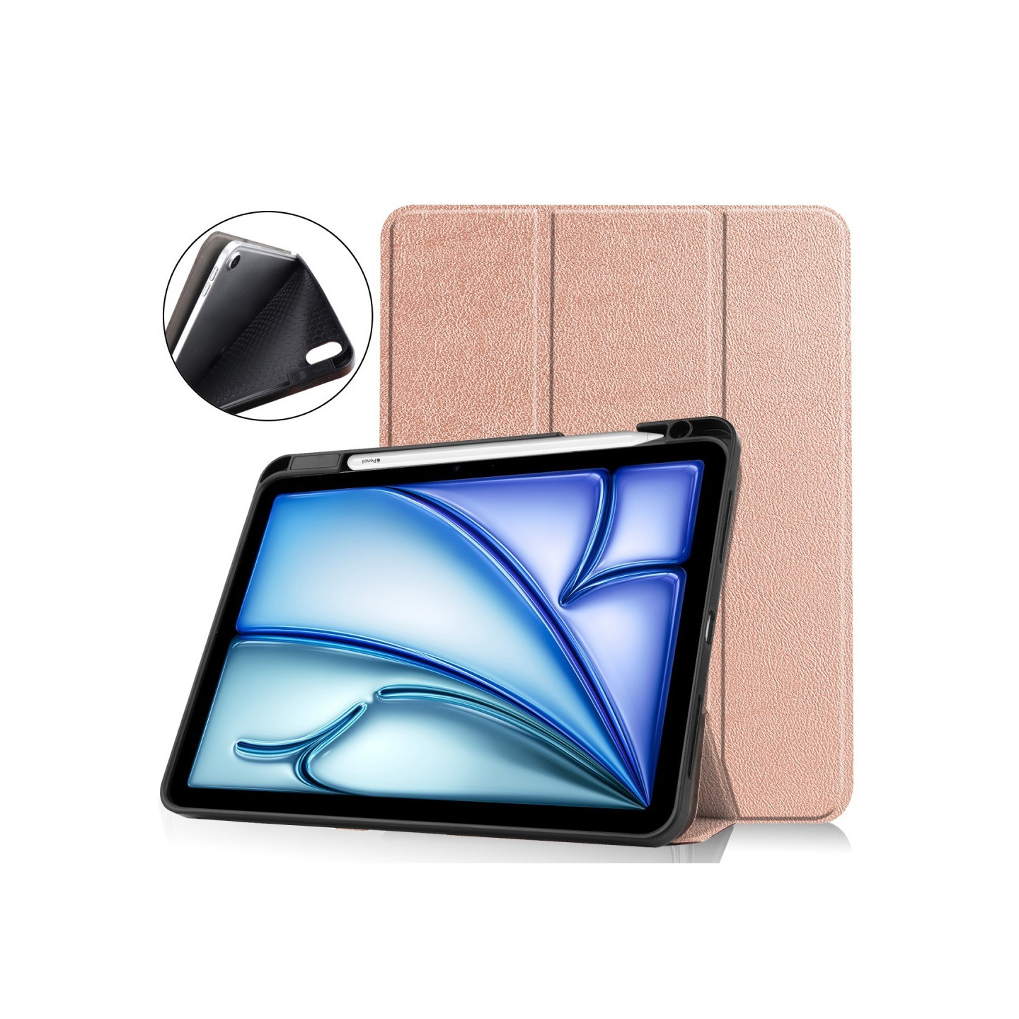 Til iPad Air 11 (2024) Etui Tre - fold Stativ Tablet Cover med Pen Holder