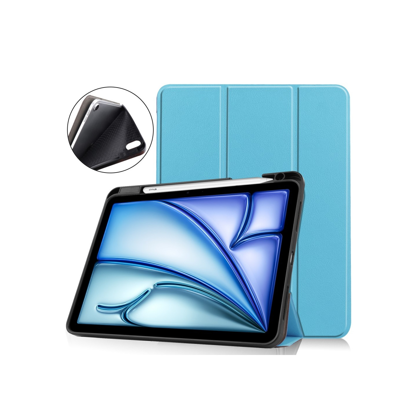 Til iPad Air 11 (2024) Etui Tre - fold Stativ Tablet Cover med Pen Holder