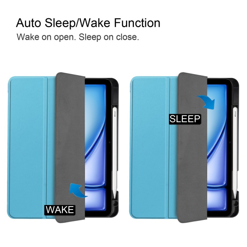 Til iPad Air 11 (2024) Etui Tre - fold Stativ Tablet Cover med Pen Holder