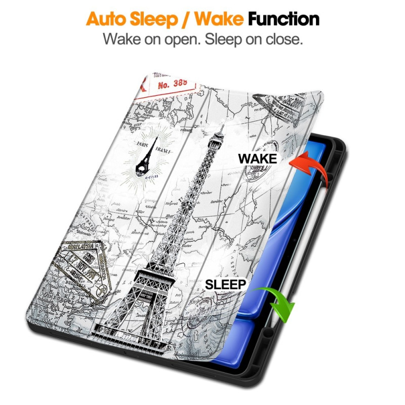 For iPad Air 13 (2024) Case Tri - fold Stand Tablet Cover with Pen Slot - Tower