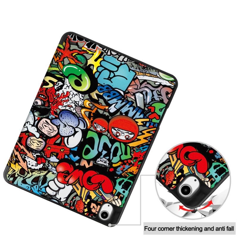 Til iPad Air 13 (2024) Slim Fit Trifoldbart deksel Pennebrett - Graffiti