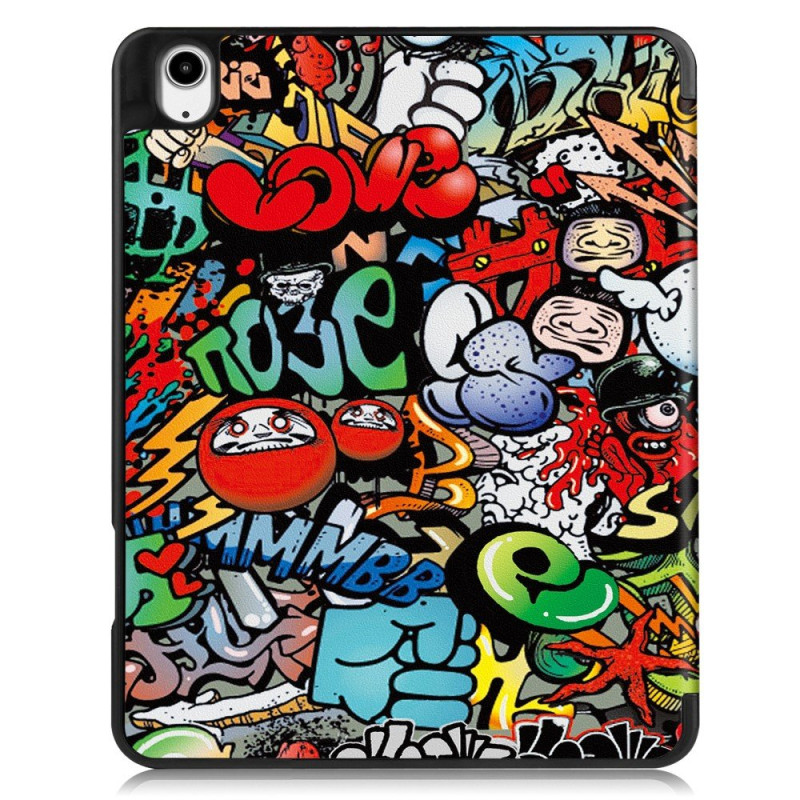 For iPad Air 13 (2024) Case Tri - fold Stand Tablet Cover with Pen Slot - Graffiti