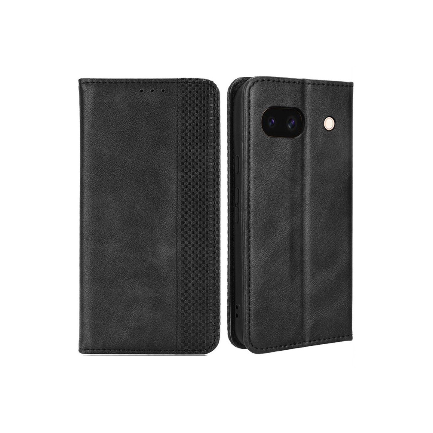 Google Pixel 8a Stand Phone Case Full Protection Wallet Cover - Black