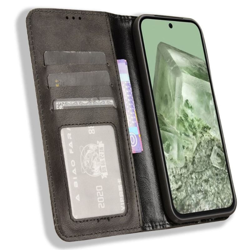 Google Pixel 8a Stand Phone Case Full Protection Wallet Cover - Black