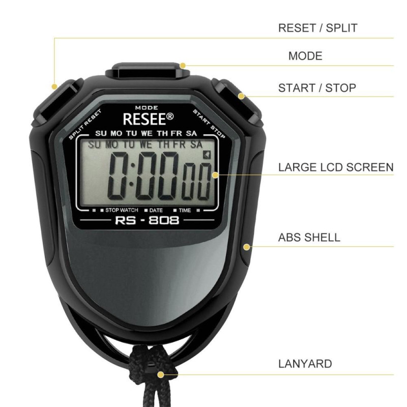 RESEE Stopwatch LCD Screen Timer Swimming Running Sports