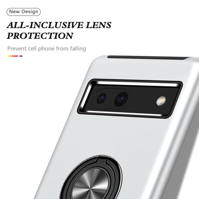 For Pixel 8a Hybrid Deksel med Fingerring - Sølv