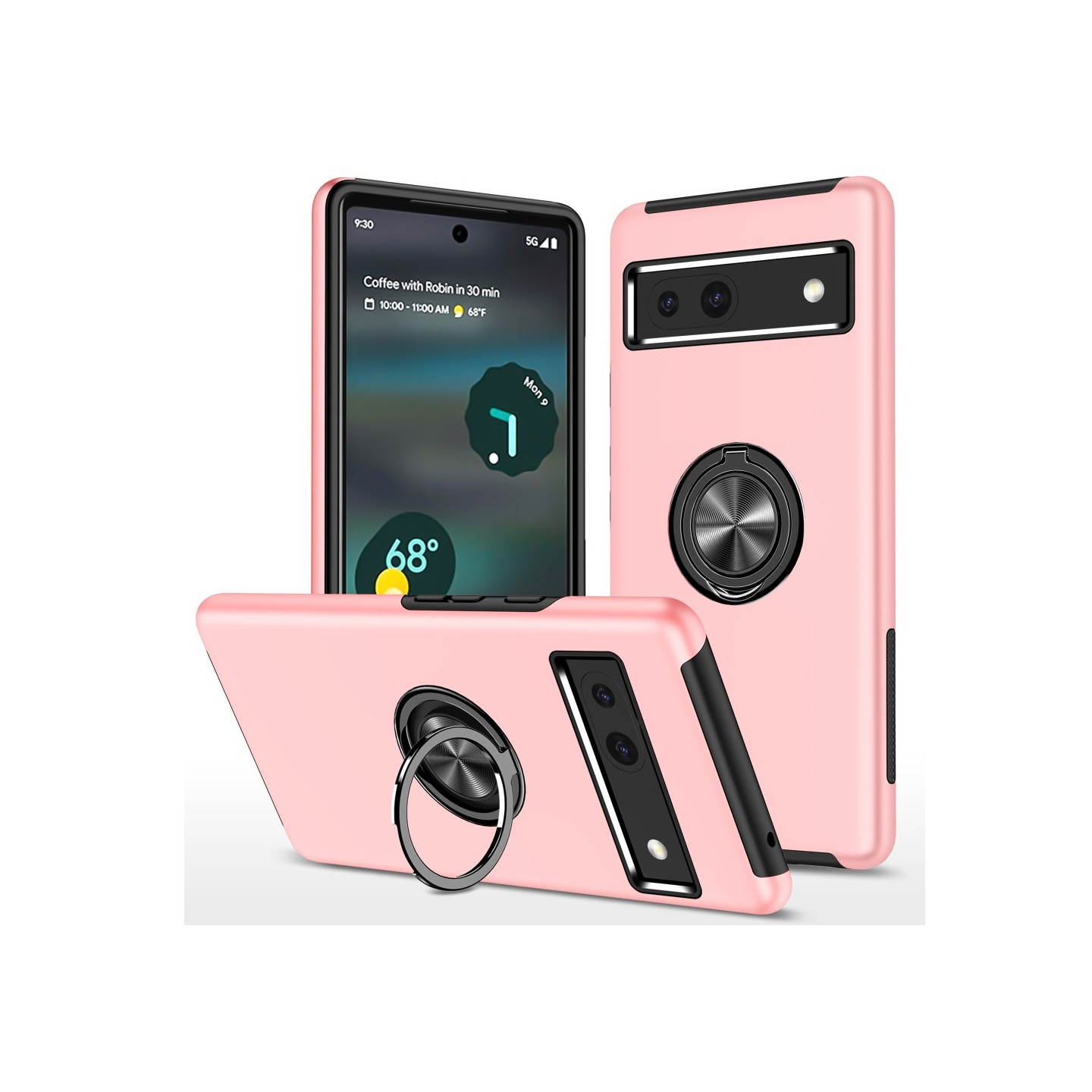 For Google Pixel 8a Finger Ring Kickstand Hybrid Case