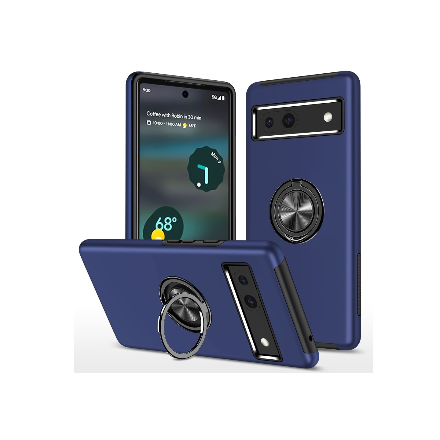 For Pixel 8a Hybrid Deksel med Fingerring - Blå