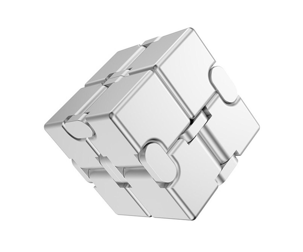 Fidget Spinner Avslappning Infinite Cube Metall Flip Kub Silver