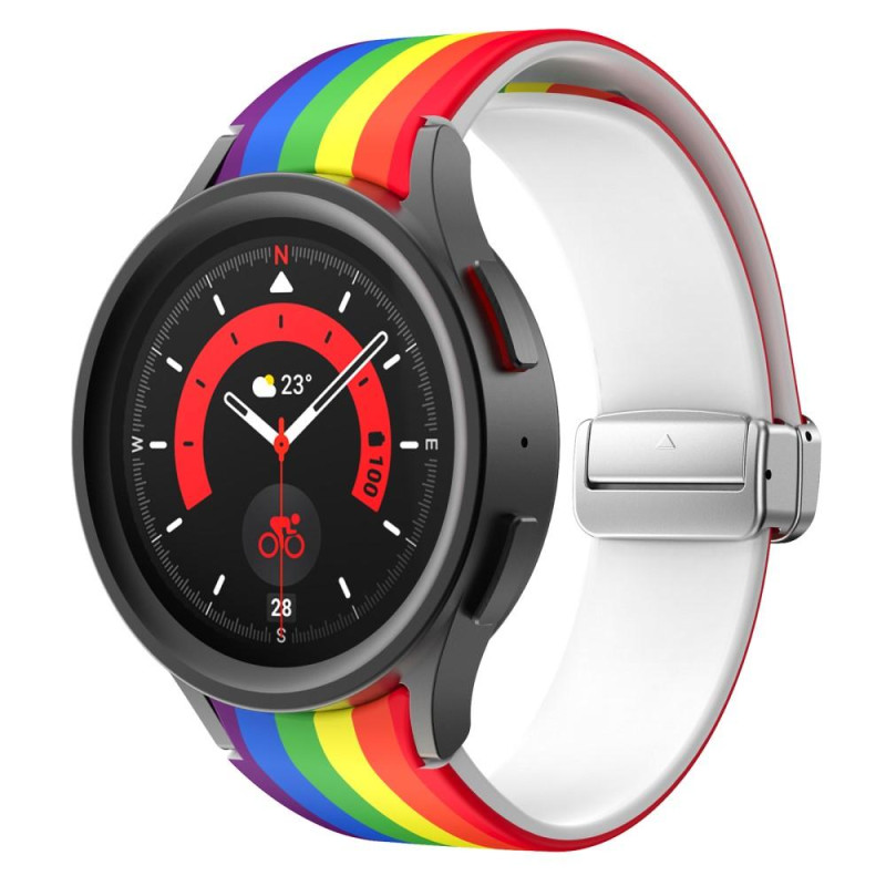 Samsung Galaxy Watch5+4 40 44mm Watch5 Pro 45mm silikonikelloranneke - sateenkaari