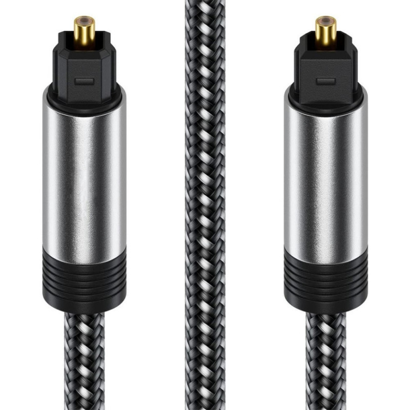 1 m optisk kabel nylon flettet SPDIF gullbelagt kontakt optisk Toslink