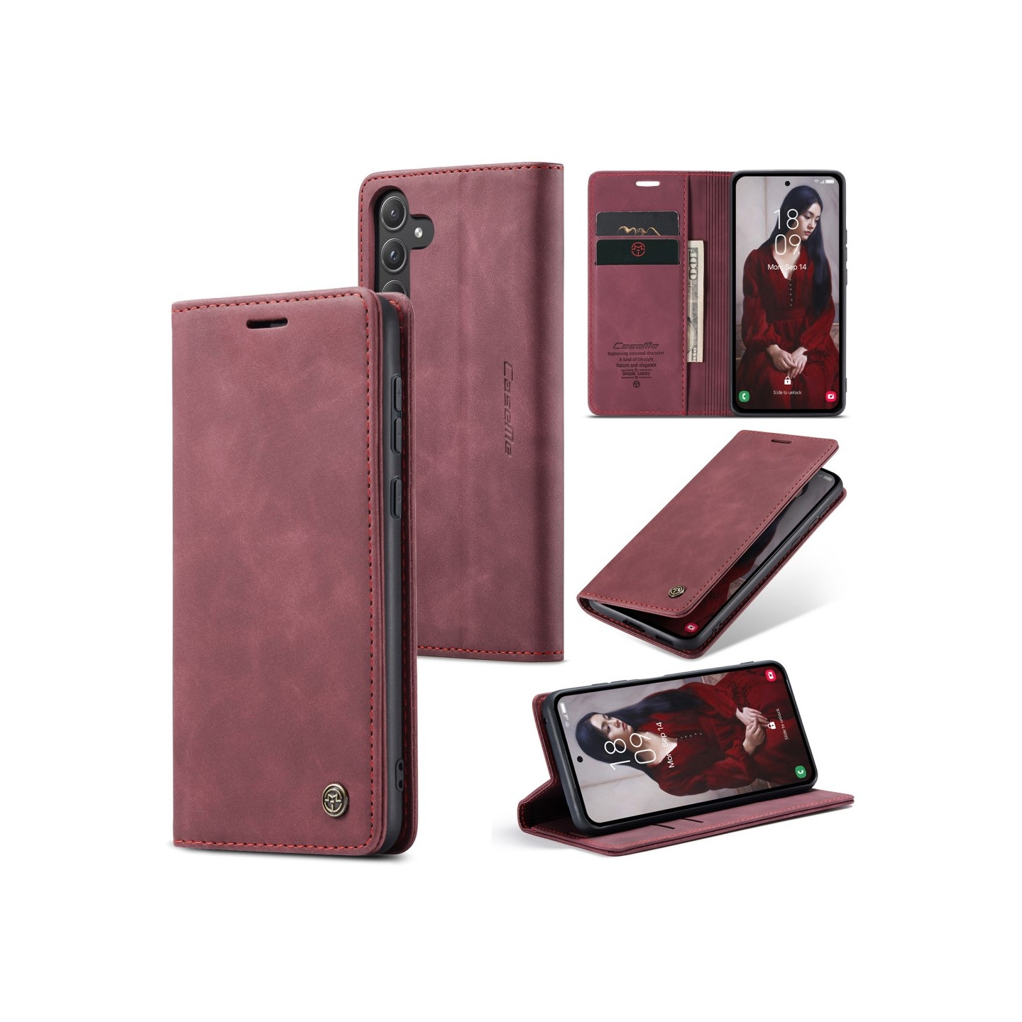 CASEME Lommebok - deksel Samsung Galaxy A55 5G - Burgund