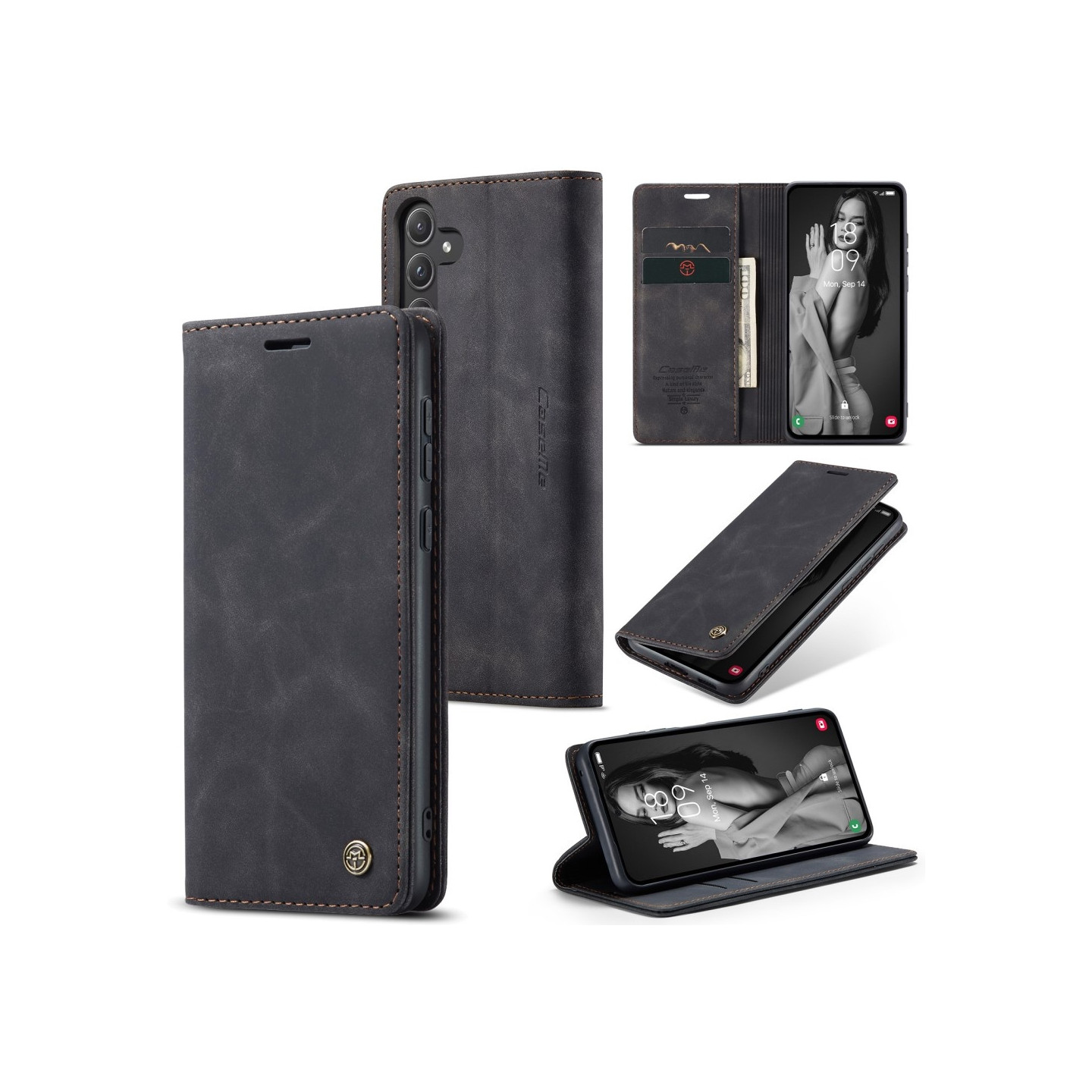 CASEME Retro Pung Taske til Samsung Galaxy A55 - Sort