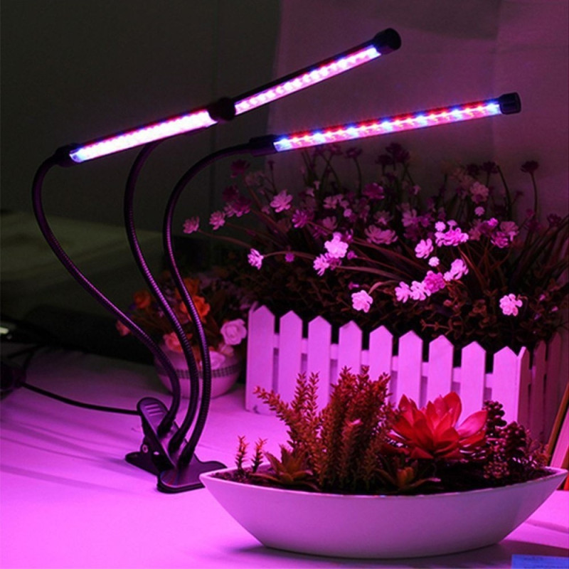 3 Head Grow Light 60 LED - lamppua Kasvinviljely Automaattinen ON/OFF