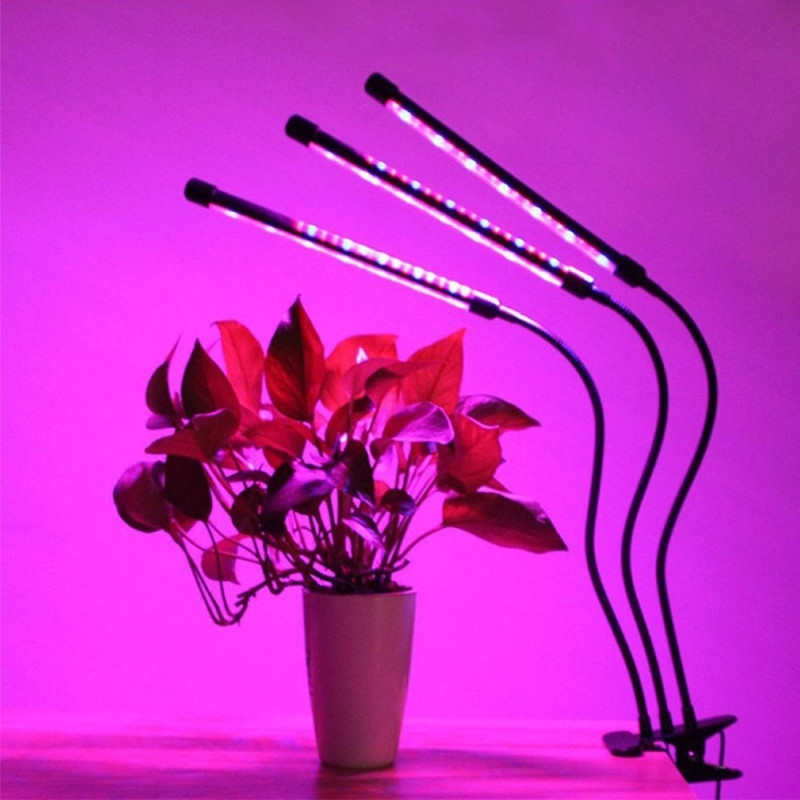 3 Head Grow Light 60 LED - pærer Plantedyrking Automatisk PÅ/AV
