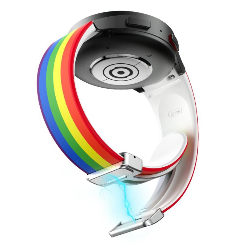 Samsung Galaxy Watch5+4 40 44mm Watch5 Pro 45mm Silikonstropp Regnbue