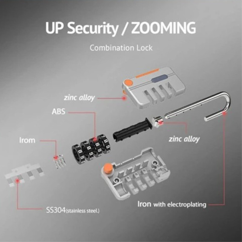 4 - digit luggage lock spring steel cable Padlock Anti - theft code lock