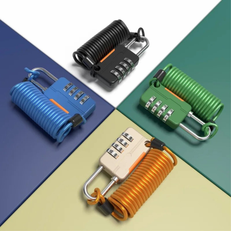4 - digit luggage lock spring steel cable Padlock Anti - theft code lock