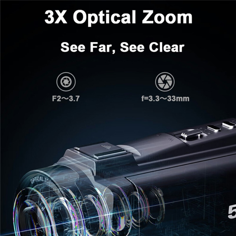 Digitalkamera 5K 3X optisk zoom 6-akset stabilisering DV-videokamera + 32GB kort