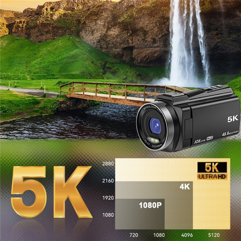 Digitalkamera 5K 3X optisk zoom 6-akset stabilisering DV-videokamera + 32 GB kort